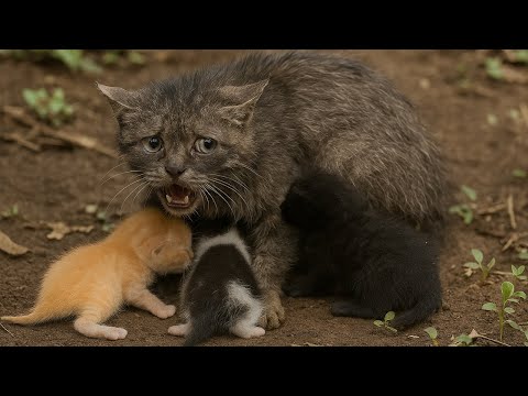 Видео: Кошка бросалась на всех, защищая котят…Но парень дал ей последний шанс поверить