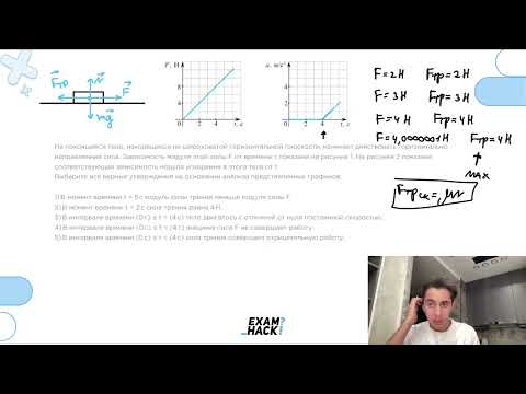 Видео: На покоящееся тело, находящееся на шероховатой горизонтальной плоскости, начинает - №23232