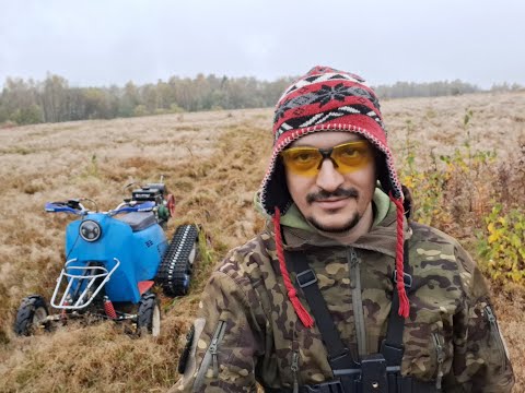 Видео: Мотоблок на гусеницах, осенние покатушки.