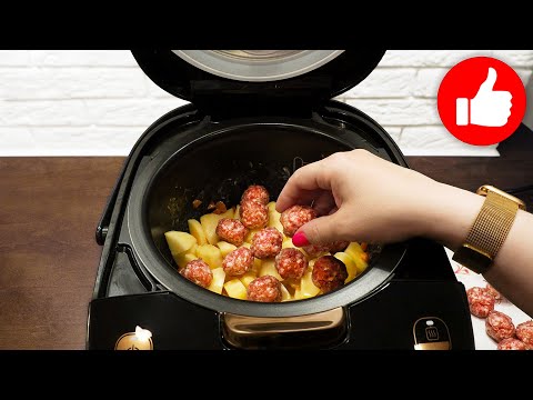 Видео: Муж говорит, что это Лучшая Картошка с фрикадельками на ужин. Просто, быстро, вкусно в мультиварке.
