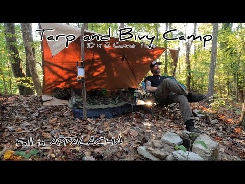Видео: Палаточный лагерь и бивуак в Аппалачских горах, брезент 12x10, приготовление пищи на костре