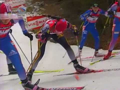 Видео: БИАТЛОН. КМ 2006-07. Рупольдинг (Германия). Женщины. Масс-старт 12,5 км. (Спорт). 14.01.2007.