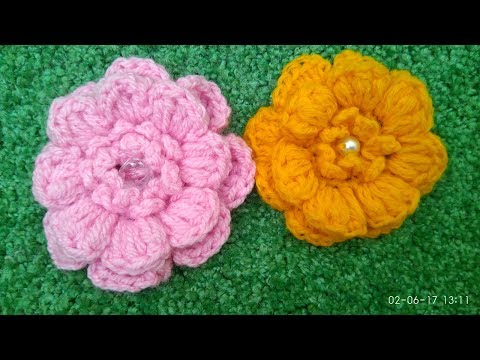 Видео: Вязаные цветы крючком - объемный цветок/Knit Crochet - surround flower