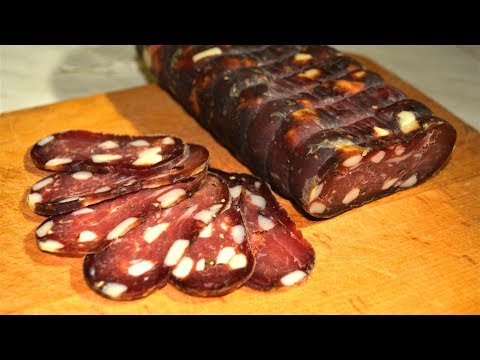 Видео: Колбаса сыровяленая  перечно- мускатная.