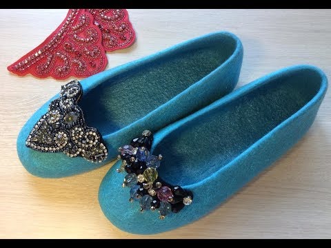 Видео: Съемный декор. Идея для тапочек. Валяние из шерсти. Мастер класс. Felting