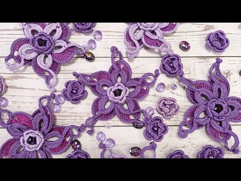 Видео: Ирландское кружево Мастер класс изысканный цветок крючком irish lace crochet