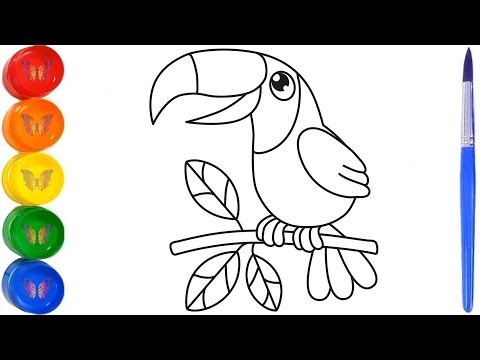 Видео: Рисование и раскраска яркой птицы. Раскраски Малышам.