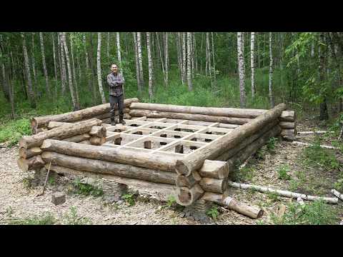Видео: построить большую бревенчатую хижину, используя методы наших предков в дикой природе
