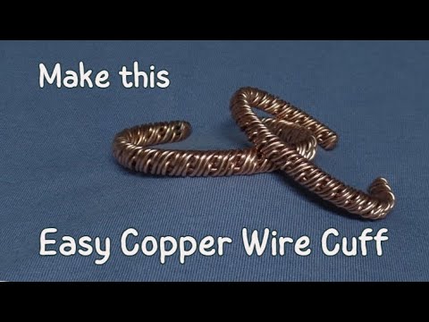 Видео: Как сделать простой браслет-манжету из медной проволоки для начинающих. Урок по изготовлению бижу...