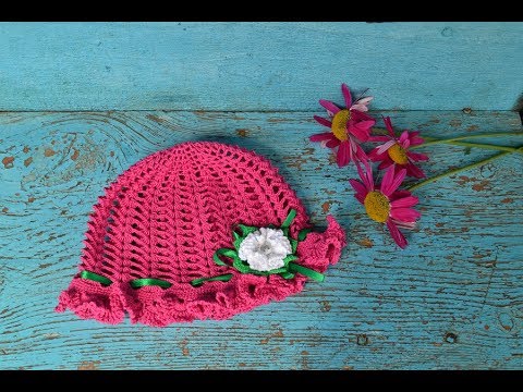 Видео: "Шляпка-панамка крючком.  Вяжем цветок" (Hat-panama crochet. Knit flower)