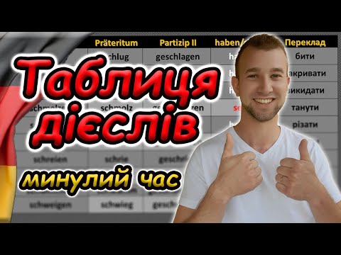 Видео: Таблиця НЕПРАВИЛЬНИХ дієслів. Три форми дієслова.Дієслова в минулому часі.3 Formen des Verbs.Tabelle