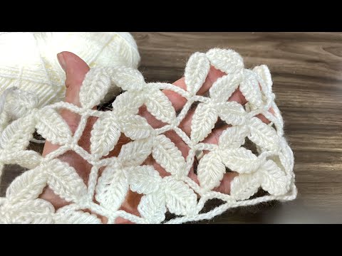 Видео: Красивая схема вязания крючком узора «листья» шаг за шагом, идеально подходит для блузок и многог...
