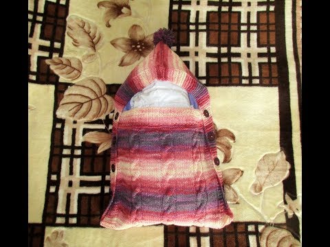 Видео: Конверт на выписку спицами (вязание+ткань)