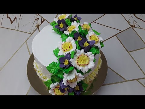 Видео: Торт с нарциссом и крокусом