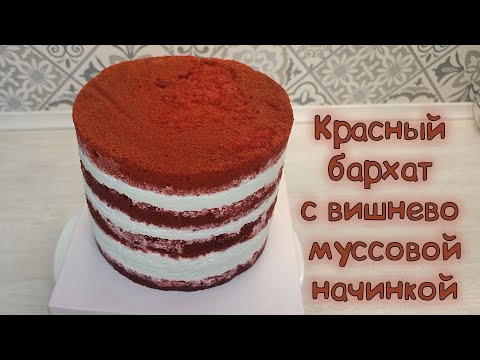 Видео: Красный бархат на муссовом креме🍒 с вишневой начинкой.