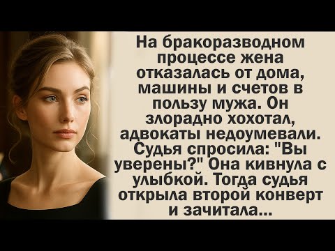 Видео: На бракоразводном процессе жена отказалась от дома, машины и счетов в пользу мужа. Он злорадно...