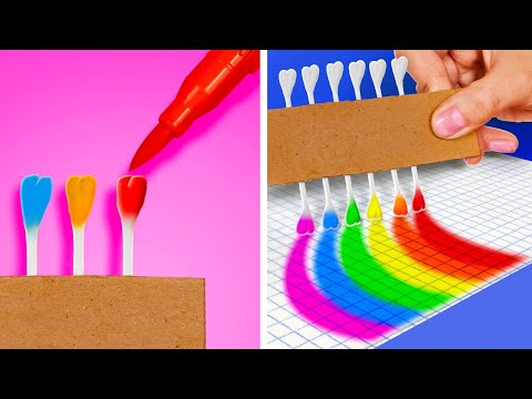 Видео: КРУТЫЕ ЛАЙФХАКИ И ГАДЖЕТЫ ДЛЯ РОДИТЕЛЕЙ 📦 Рисуйте как профи 🎨 Поделки для школы от 123GO Like!