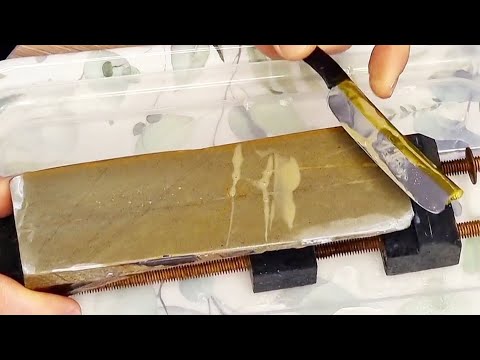 Видео: Sharpening a straight razor заточка опасной бритвы япнат нагуры slurry тест на рез волоса HHT-TEST