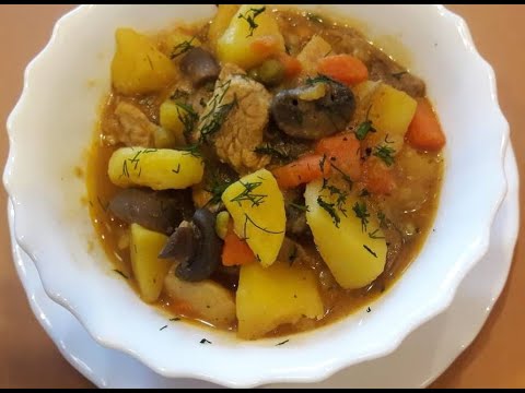 Видео: Вкуснейшее жаркое с грибами, мясом, картошкой | Кулинарный остров