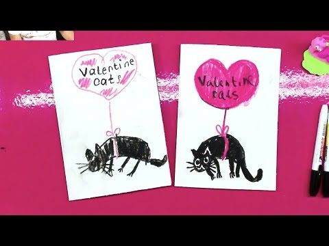 Видео: КОТИК на ВАЛЕНТИНКЕ очень просто рисуем открытку
