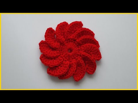 Видео: 3D Цветочек крючком. Вязаный Цветок крючком. Вязание крючком / 3D Crochet Flower