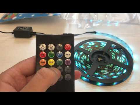 Видео: Музыкальная светодиодная RGB лента 5050 комплект с микрофоном