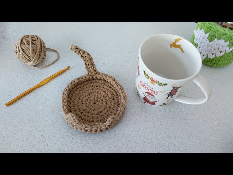 Видео: 🐾 🐈Подставка из остатков пряжи. Маленькая корзинка крючком для мелочей