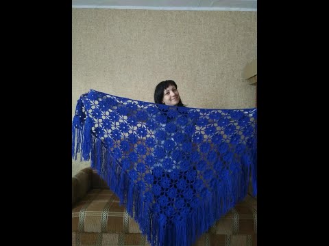 Видео: Шаль из мотивов крючком.Соединение мотивов )