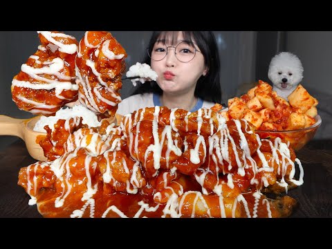 Видео: Приправленная курица и рис,😋нарезанный кубиками редис кимчи (ккакдуги)ㅣMukbang ASMR