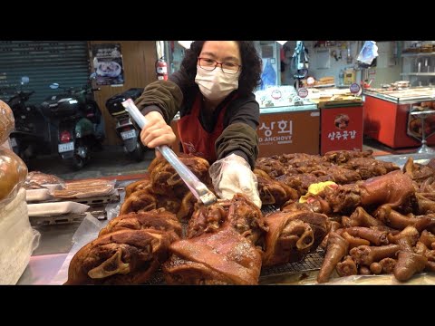 Видео: Корейский традиционный рынок Jokbal + Gangnam Jokbal / Корейская уличная еда