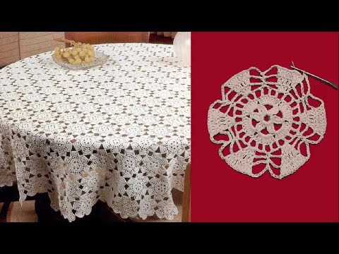 Видео: СКАТЕРТЬ ИЗ НЕБОЛЬШИХ КРУГЛЫХ МОТИВОВ КРЮЧКОМ