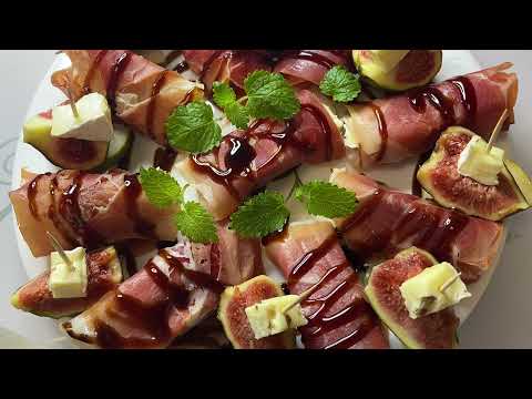 Видео: Закуска из Хамона , сыра Бри с орехом и грушей/ Бальзамико