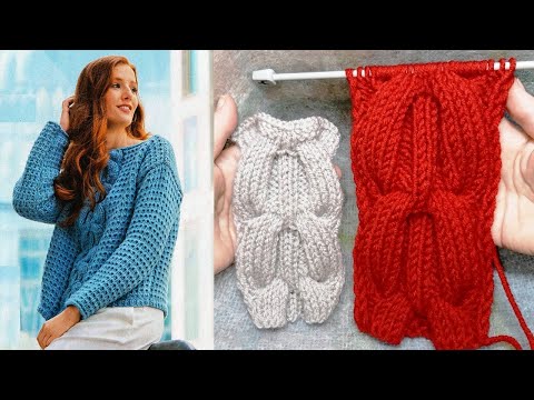 Видео: Узор "Коса"  из 24 петель. Pattern "Spit" of 24 loops.
