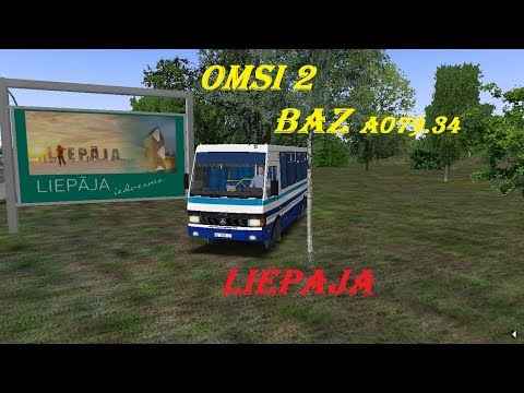 Видео: Автобус БАЗ А079 Эталон по улицам Лиепаи Omsi 2