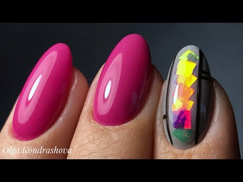 Видео: Укрепление ногтей акриловой пудрой💅🏼дизайн с фольгой|битое стекло