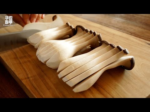 Видео: Хрустящие и жевательные! Жареные королевские вешенки!! Ешьте такие грибы!