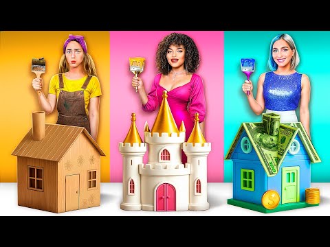 Видео: Домики одного цвета челлендж! Бедная vs богатая vs ультра богатая!