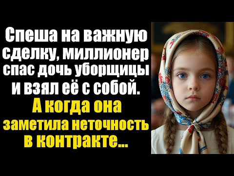 Видео: Спеша на важную сделку, миллионер спас дочь уборщицы и взял её с собой. А когда она заметила