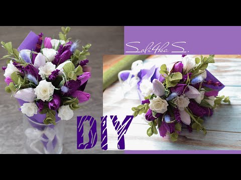 Видео: DIY soli4ka_s Красивий весняний букет з гофропаперу/ евкаліпт з гофропаперу/ красивый букет с бумаги