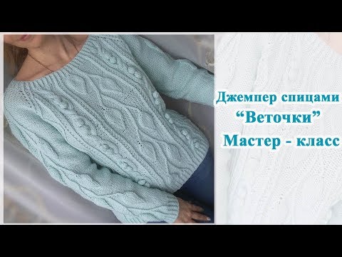 Видео: Джемпер спицами "Веточки"/Реглан сверху/ Росток/ Мастер класс.