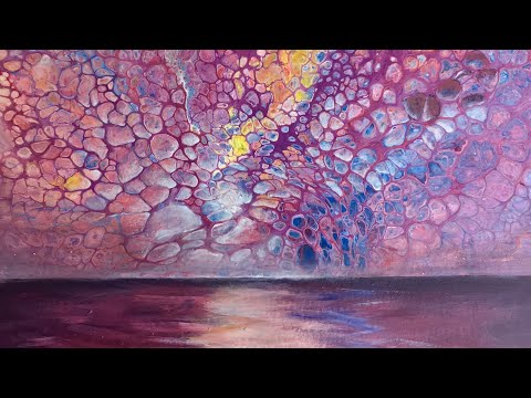 Видео: #010 Акриловая заливка «Маджента закат» — удивительный урок по текучему искусству