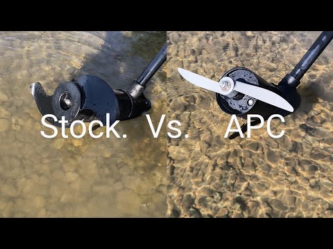 Видео: Minn kota стоковый VS APC prop (10X4 APC против 10X5M-LH APC против Stock) ссылки на реквизиты в ...