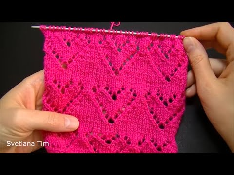 Видео: Ажурный узор Сердечки. УЗОРЫ СПИЦАМИ ВЯЗАНИЕ для начинающих № 480