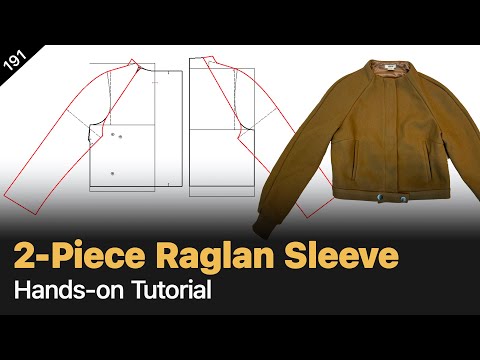 Видео: Выкройка рукава реглан из 2 частей для курток: как построить и подогнать
