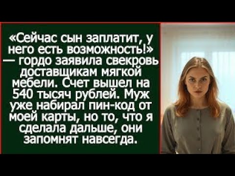 Видео: «Сейчас сын заплатит, у него есть возможность!» — заявила свекровь и муж гордо достал мою карту.