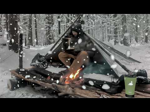 Видео: ДИКИЙ КЕМПИНГ в  ЗИМНЕМ ЛЕСУ• НОЧЕВКА у КОСТРА в  ОДИНОЧНОМ УКРЫТИИ для ВЫЖИВАНИЯ