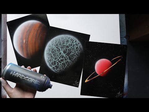 Видео: Разные способы рисования планет аэрозольной краской!