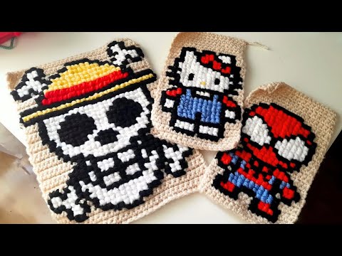 Видео: Как вышивать крестиком крючком | Простая пиксельная живопись для начинающих