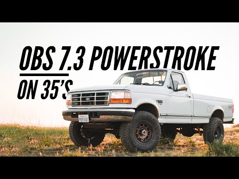 Видео: OBS 7.3 Powerstroke Ford F-350 на 35 дюймах при стандартной высоте!