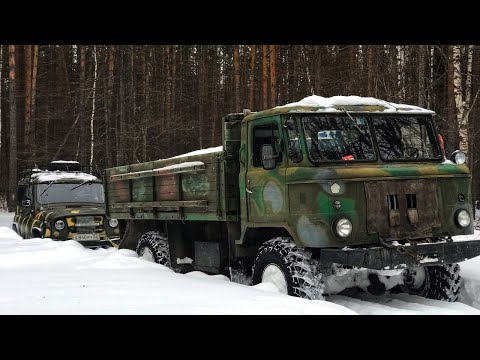 Видео: Газ 66 в снегу